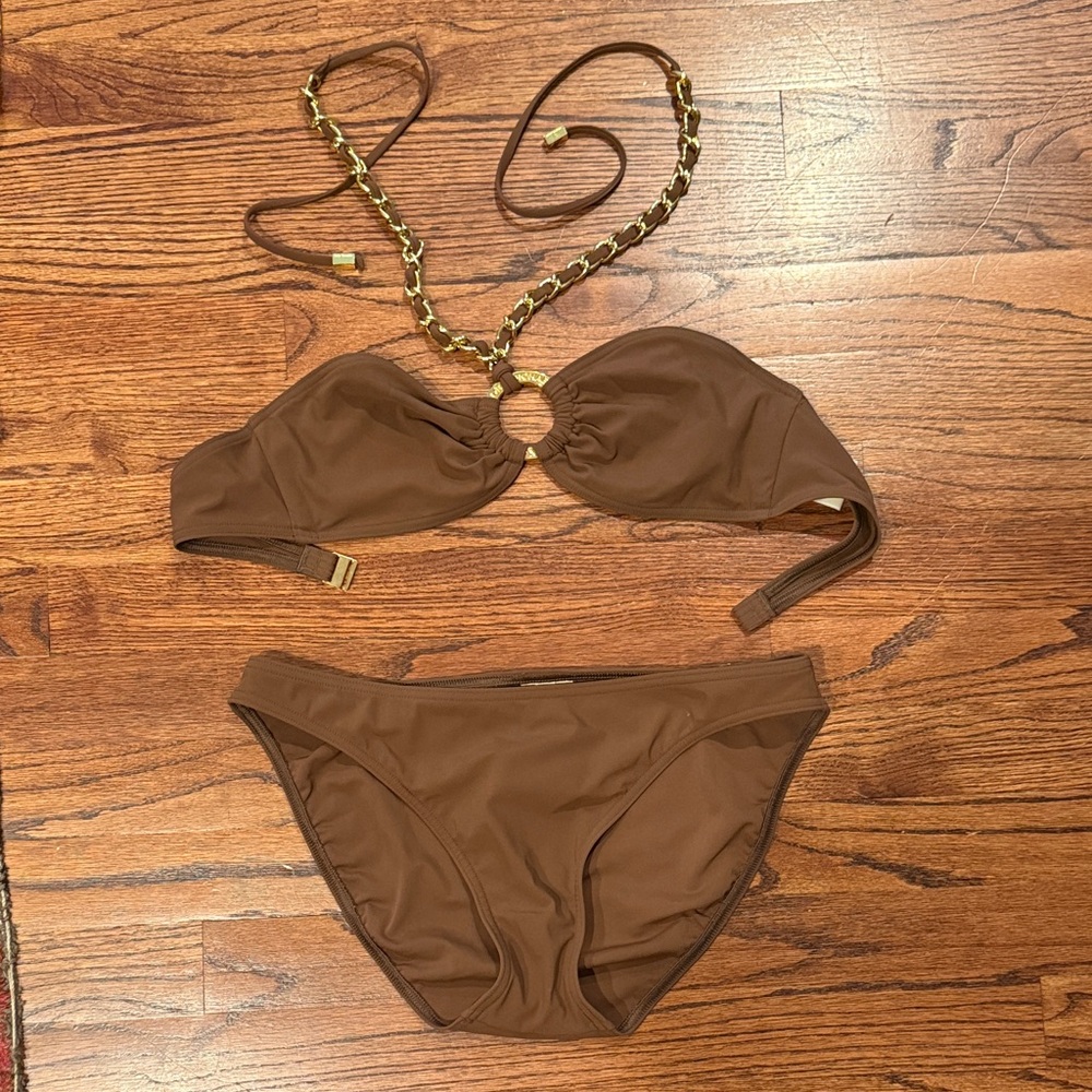 Michael Kors swimsuit with gold chain detail size 10